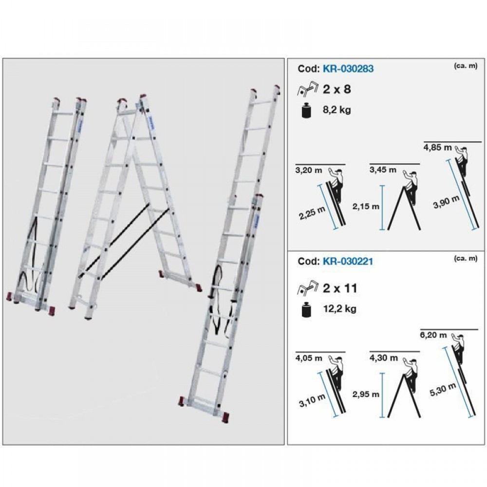 Scara multifunctionala Krause Corda, KR-030283, 2 X 8 trepte