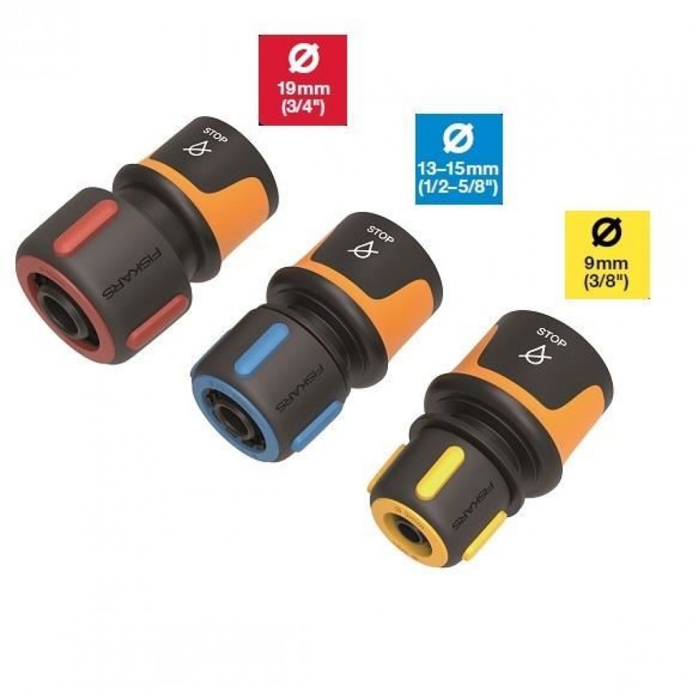 Conector furtun de gradina Fiskars AquaSTOP, 19 mm (3/4'')
