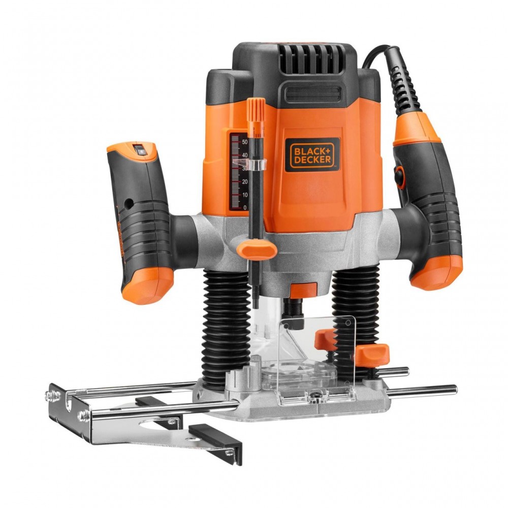 Masina de frezat Black&Decker, KW1200E, 1200 W, 6.35 mm, 8 accesorii, viteza variabila