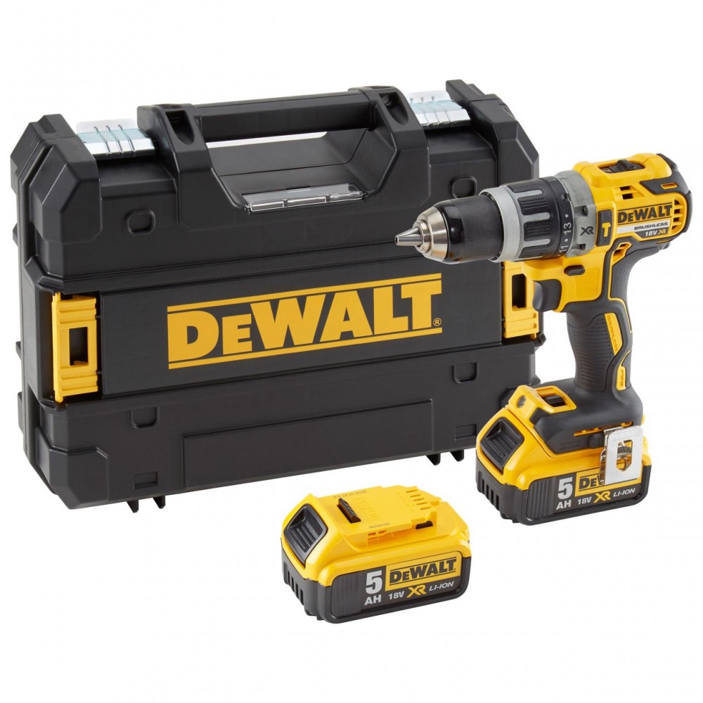 Masina de insurubat si gaurit cu percutie DeWalt DCD796P2-QW, 2 x acumulator XR Li-Ion  5.0 Ah 18 V, cutie pentru transport