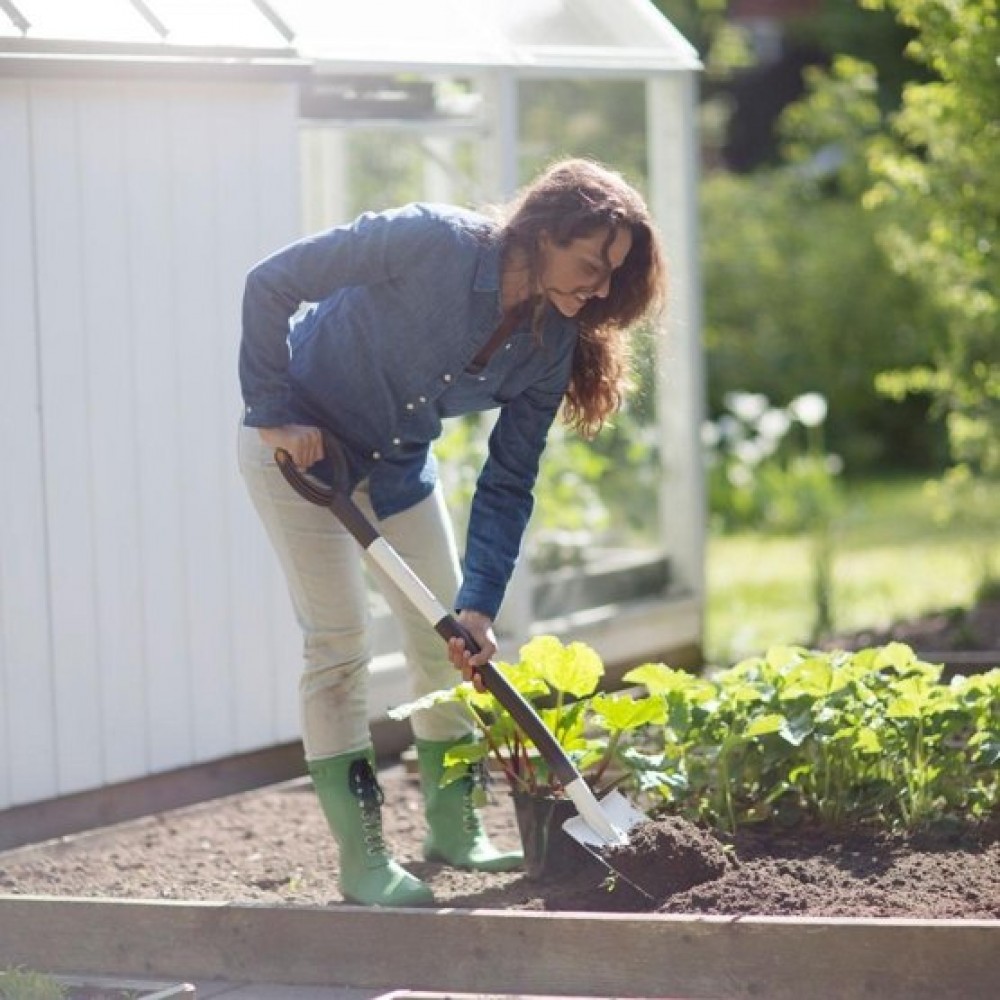 Cazma dreapta pentru plantat, alba Fiskars